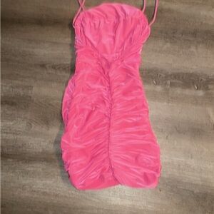 Pink Ruched Mini Dress